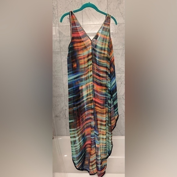 Bebe multicolor rainbow maxi shirt size S - Picture 2 of 5